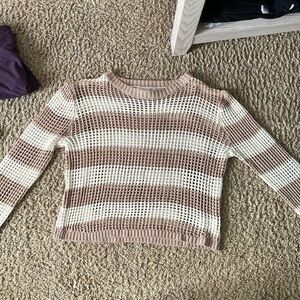 Brand she+sky long sleeve knitted light brown and cream sweater